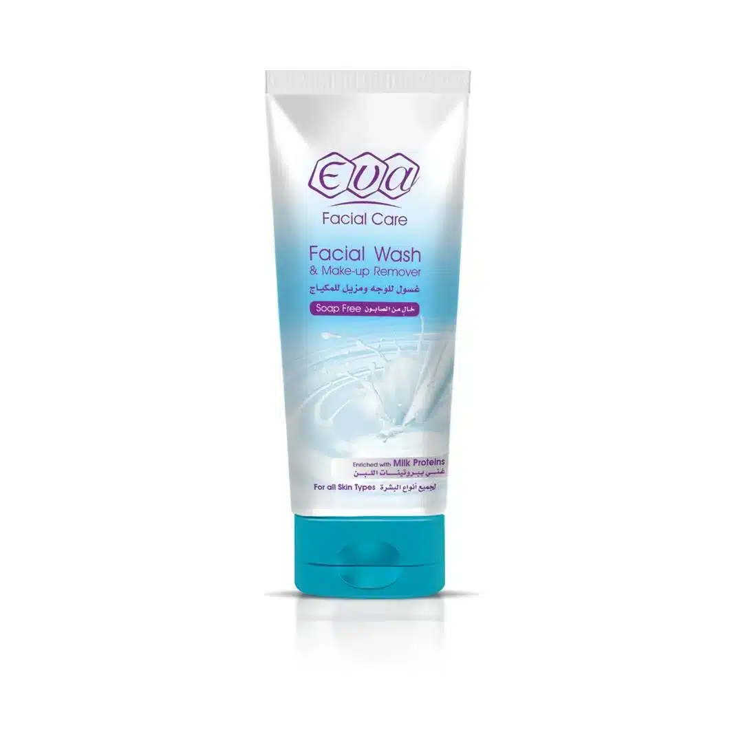 1619179374eva-facial-wash-and-make-up-remover-enriched-with-milk-protein-150ml-chefaajpg ايفا غسول للوجه بيبروتينات الحليب 150 مللى - Image 1