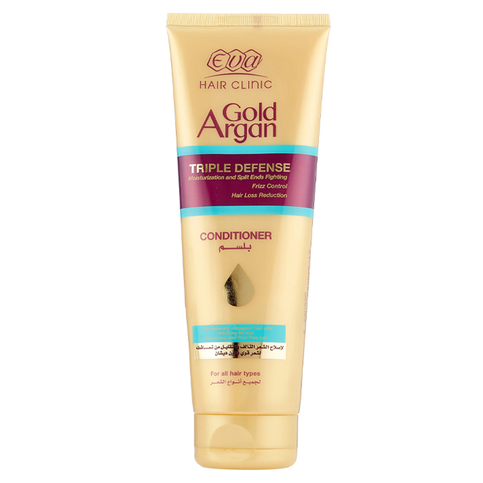 eva-gold-argan-conditioner-230ml بلسم هير كلينيك جولد أرجان - ترطيب عميق ولمعان - (230 مل) - Image 1