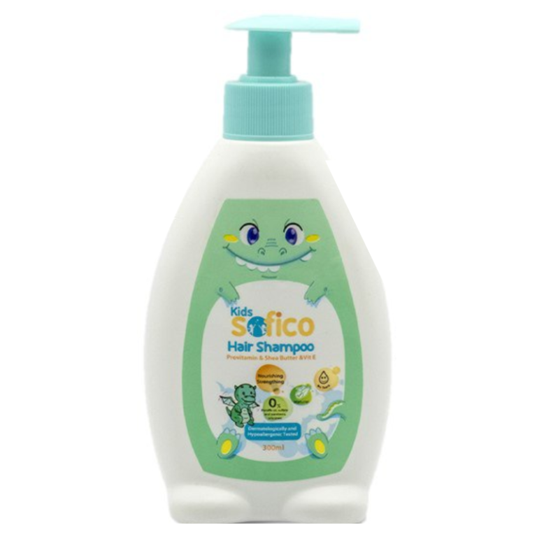 2024-04-03T103632.379-768x768 سوفيكو شامبو للشعر للأطفال بالشيا وفيتامين هـ 300 مل - Image 1