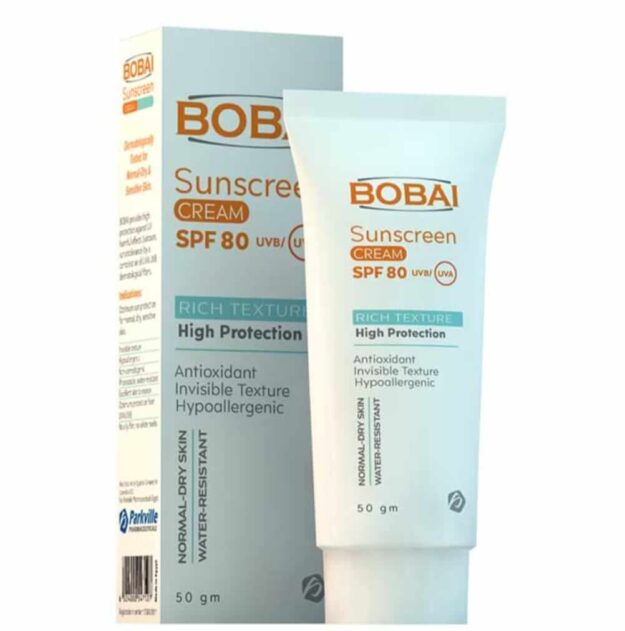 cropped-Bobai-sunscreen-cream-50-gm-1.jpeg كريم واقي من الشمس بمعامل حماية من الشمس 80 من بوباي - 50 جرام - الصورة 1